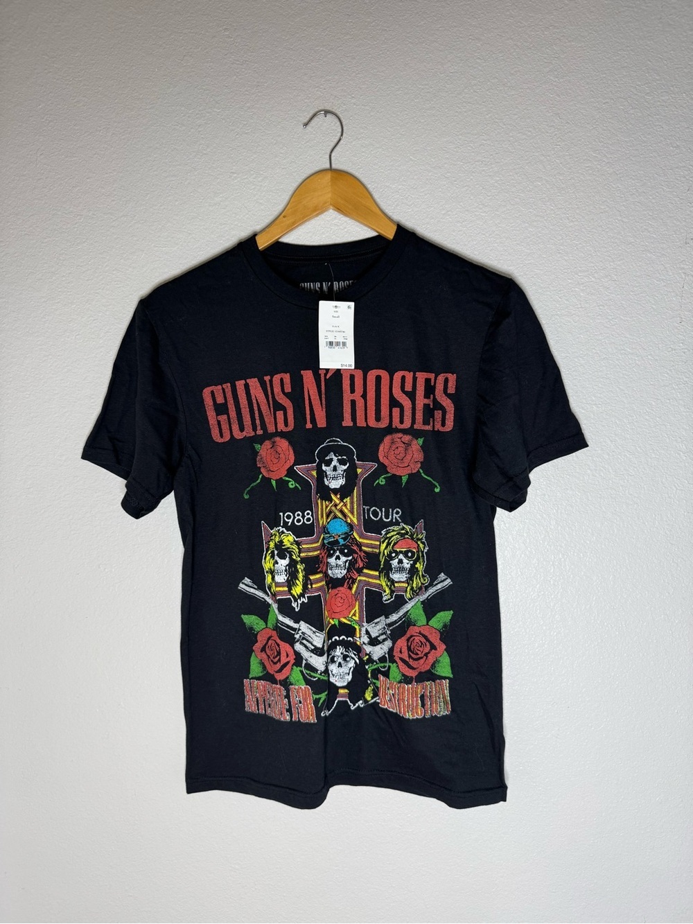 New Guns N' Roses Black 1988 Tour Graphic Short-Sleeve Tee 100% Cotton Unisex S - Picture 7 of 7